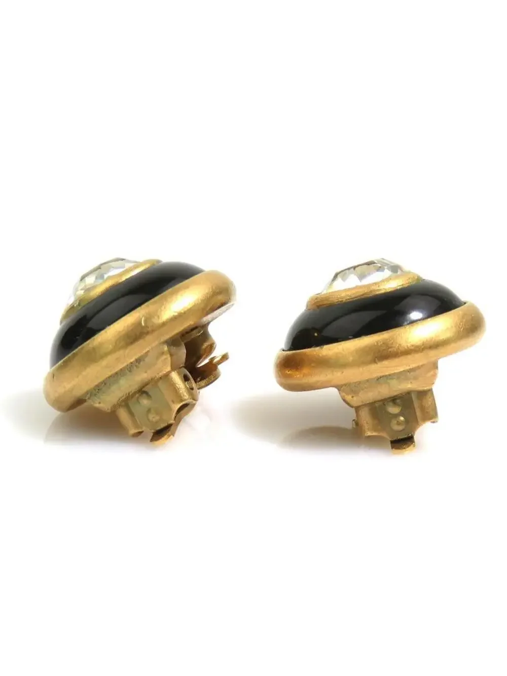 Auth Chanel Vintage Earrings Gold/Black #302720C23B
